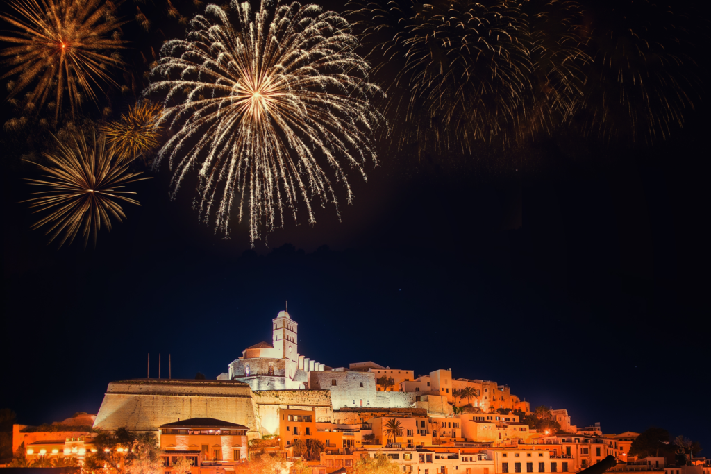 Fireworks at Ibiza old town
